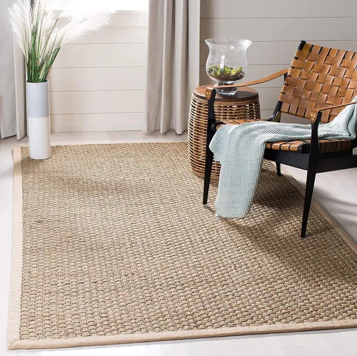 Vista 11 de SAFAVIEH Natural Fiber Collection NF114A - Alfombra de pasillo de hierba marina con patrón de tejido de cesta y borde, de 2 pies 6 pulgadas x 16