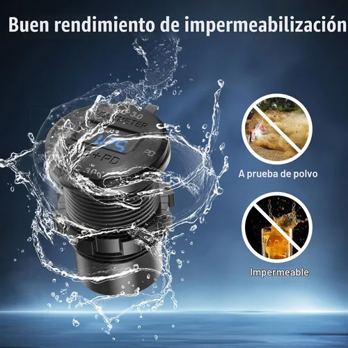 Vista 6 de Toma de corriente USB de 78 W 12 V con 4 puertos para cargador de automóvil, doble PD USB C y cargador de aluminio de doble puerto de carga rápida