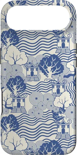 Vista 24 de Blue Pagoda Chinoiserie Pattern Case for iPhone 17