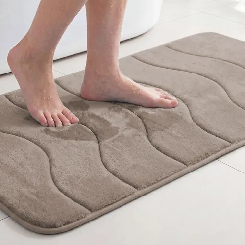 Vista 43 de Flamingo P Alfombra de Baño de Espuma Viscoelástica Tapetes de Baño Alfombra Antideslizante Absorbente de Agua para Ducha, 24x17 pulgadas, Verde Aqua