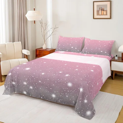 Vista 24 de Juego de sábana bajera ajustable de teñido anudado para niñas, juego de ropa de cama con diseño de arco iris degradado de arcoíris, lindo juego