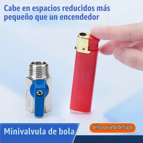 Vista 3 de Paquete de 2 mini válvulas de bola de 1/2 pulgada, control de flujo de agua de acero inoxidable 304 macho x hembra NPT roscadas válvulas de drenaje