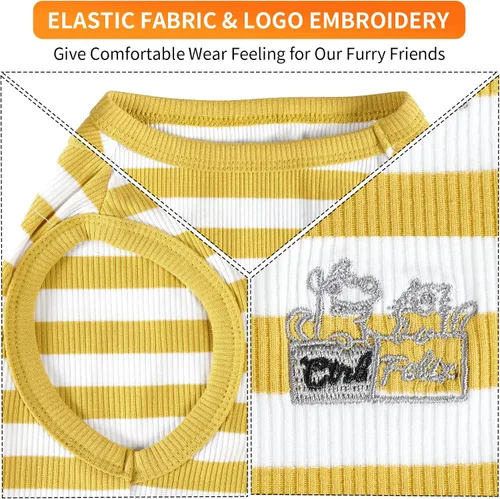 Vista 5 de Camisa para perro, ropa a rayas para perro, chalecos elásticos de algodón suave para perros pequeños, medianos y grandes, ropa para cachorros, ropa