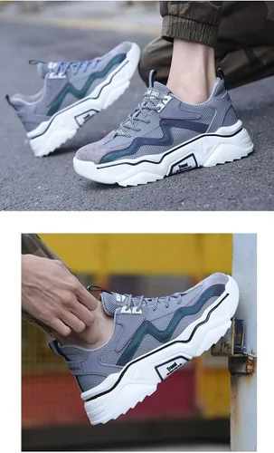 Vista 7 de Zapatos de punta de acero para hombre para mujer, zapatos de seguridad ligeros, antideslizantes, zapatos de trabajo industriales a prueba
