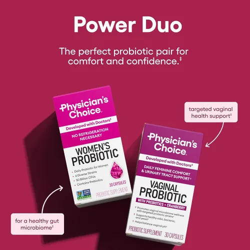 Vista 2 de Physician's CHOICE Feminine Power Duo Bundle - Probiótico vaginal 30ct + probiótico para mujer 60ct