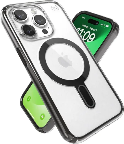 Vista 7 de Speck Funda transparente para iPhone 15 Pro – ClickLock bloqueo antideslizante sin deslizamiento, diseñada para MagSafe, protección contra caídas