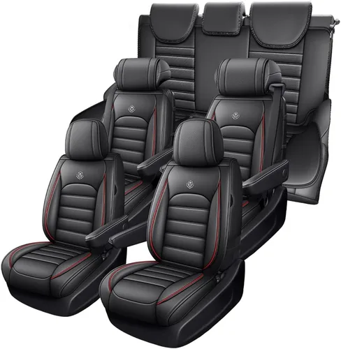 Vista 9 de JOJ Funda de asiento de automóvil para Ford Expedition 2007-2026, fundas de asiento de automóvil impermeables de cuero, juego completo, protector