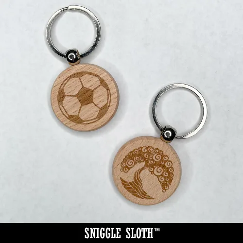 Vista 3 de Sniggle Sloth Integral Math Symbol Engraved Wood Round Keychain Tag Charm