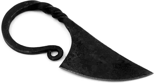 Vista 2 de Armory Replicas Navaja de bolsillo celta con funda de cuero - Cuchillo vintage de hoja fija - Réplica medieval forjada a mano Celta - Funda Negra