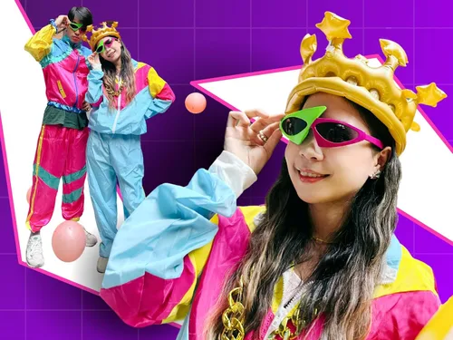 Vista 5 de Novelty Party Sunglasses 80s Asymmetric Glasses Neon Glasses for Hip Hop Dance Halloween Party