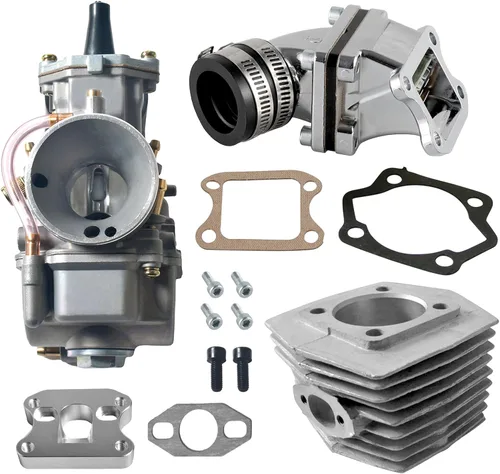 Vista 6 de Kit de carburador Dio con válvula de rejilla PWK24 para moto con motor de 48 cc, 66 cc, 80 cc (Adaptador negro) Actualización completa de admisión