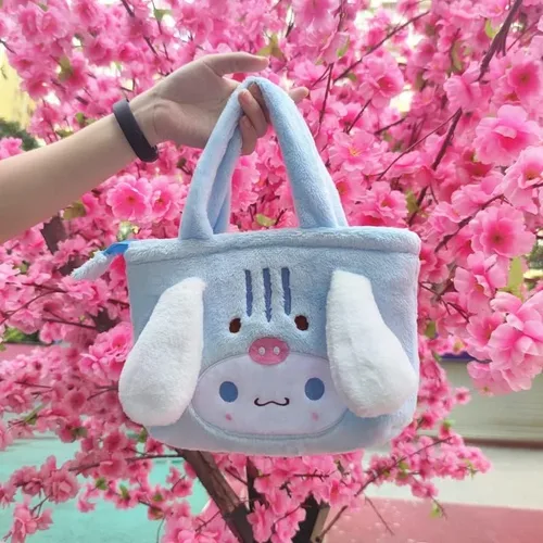 Vista 2 de Bonita bolsa portátil Kuromi de felpa Kawaii, de dibujos animados, suave, esponjosa, Lolita, encantadora bolsa de hombro para mujer