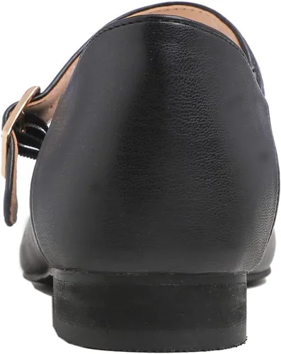 Vista 4 de FEVERSOLE Zapatos planos Mary Jane de moda con punta cuadrada y hebilla fácil de poner