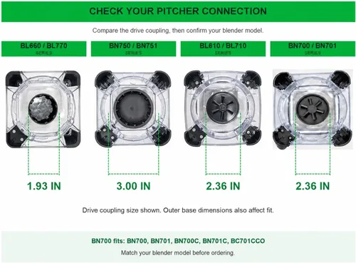 Vista 4 de Piezas de repuesto Ninja Blender, jarra de 72 onzas con tapa de bloqueo, vasos de licuadora Ninja Blenders compatibles con BL610, BL610BRN, BL610C