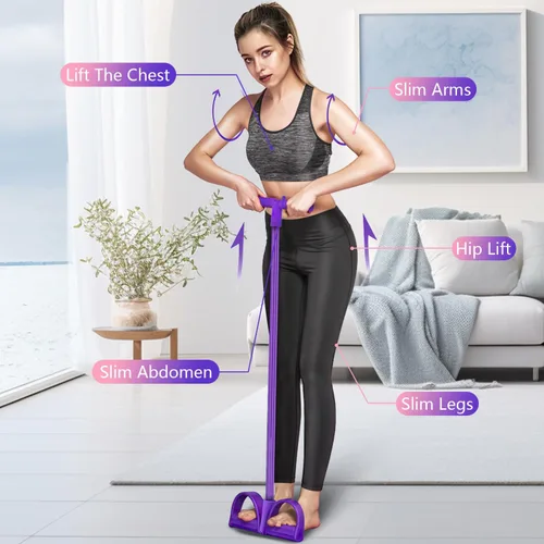 Vista 4 de 21 Bandas de Resistencia para Fitness - 4 Tubo Pedal Tira de Tobillo, Bandas Elásticas Mejoradas para Ejercicio de Abdominales, Cuerda de Tensión