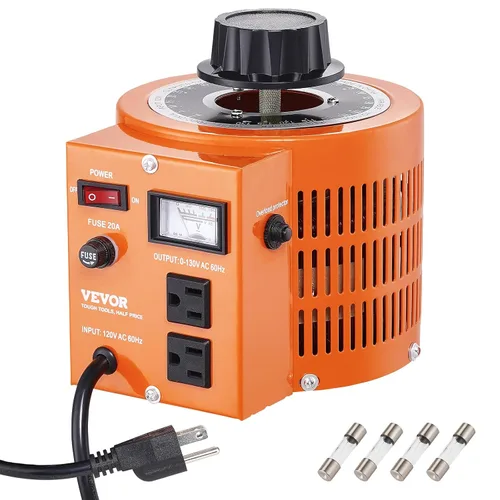 Vista 8 de VEVOR Transformador de voltaje variable automático 2000VA, 15.3 amperios, entrada de 110 V, 0-130 V, regulador de voltaje de CA, con pantalla LCD, 4