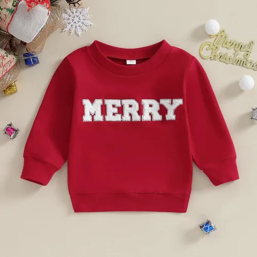 Vista 2 de Xiaodriceee Sudadera de Navidad para bebé, niño, niña, sudadera de cuello redondo, suéter de manga larga, ropa de invierno
