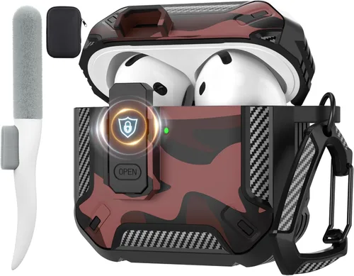 Vista 89 de Maxjoy Funda para AirPods Pro 3 2025, MagSafe compatible con bloqueo automático, funda protectora a prueba de golpes con soporte para teléfono
