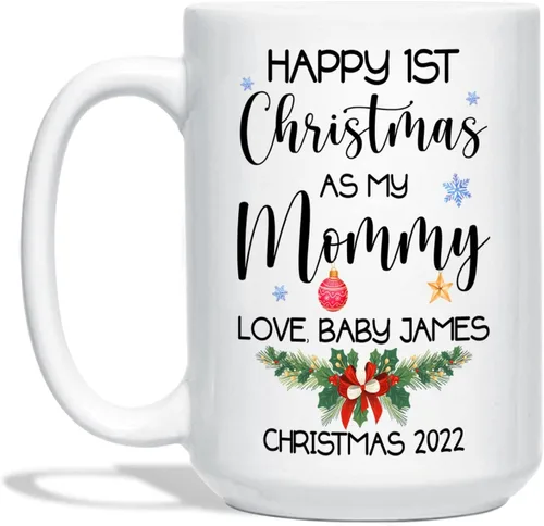 Vista 11 de Taza de fotos de bebé Navidad 2022, taza personalizada para la primera Navidad del bebé, regalo personalizado para recién nacido, taza de café