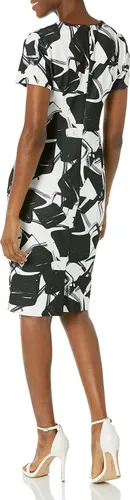 Vista 2 de Karl Lagerfeld Paris Dresses Vestido tubo de crepé de buceo estampado para mujer, Blanco