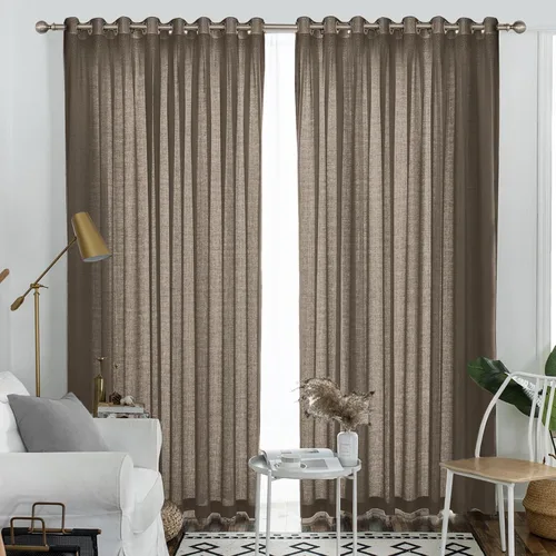 Vista 15 de Melodieux Cortinas Semitransparentes Negras de 63 Pulgadas de Largo para Ventanas Pequeñas de Sala de Estar y Dormitorio con Aspecto de Lino Rústico