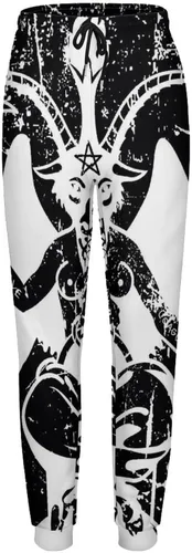 Vista 4 de Satanic Goat Baphomet - Pantalones deportivos de cintura alta con bolsillos para mujer