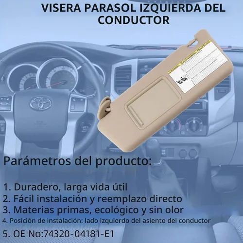 Vista 2 de Dasbecan - Visera solar para el lado izquierdo del conductor compatible con Toyota Tacoma 2005, 2006, 2007, 2008, 2009, 2010, 2011, 2012, 2013 Beige