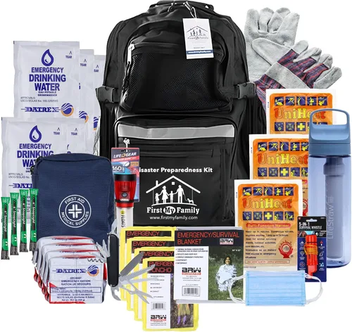 Vista 10 de First My Family Bolsa de evacuación de emergencia de 72 horas para 1 persona, kit de supervivencia todo en uno para la familia. Prepárate