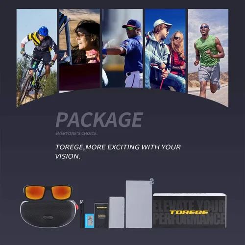 Vista 5 de TOREGE Gafas de sol polarizadas deportivas para hombres y mujeres montura EMS-TR90 para ciclismo correr conducir pescar senderismo TR31