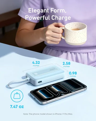 Vista 4 de Anker Cargador Portátil, Banco de Energía de 10,000mAh 30W, Paquete de Batería de Carga Rápida USB-C de Entrada y Salida, Cargador de Teléfono