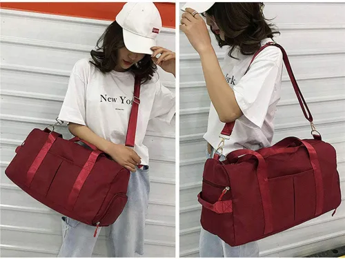 Vista 7 de KARRESLY Bolsa deportiva de gimnasio para mujer, bolsa de viaje con bolsillo húmedo y compartimento para zapatos para entrenamiento, natación, yoga