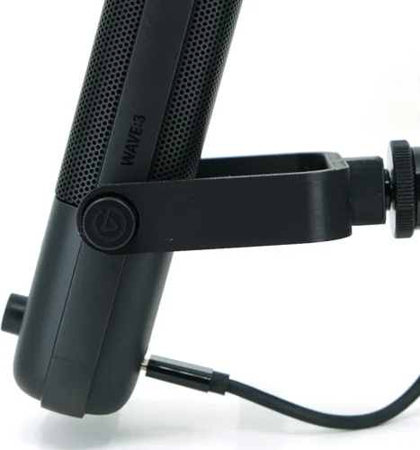 Vista 4 de Soporte de micrófono para Elgato Wave 3 – Adaptador de brazo de pluma con roscas de 3/8"-16, soporte en U de repuesto resistente, soporte impreso 3D