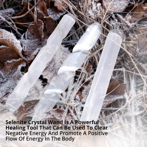Vista 3 de WBM - Varita de cristal de selenita, 4 pulgadas, cristales y piedras curativas, 2 espirales y 1 varita de masaje, brujería, Reiki, potente