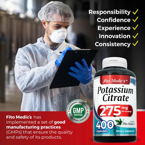 Vista 7 de FITO Medic'S Suplemento de citrato de potasio de laboratorio, 400 cápsulas, fórmula de potasio