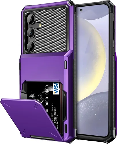 Vista 13 de Vofolen Funda tipo cartera para Samsung Galaxy S24 con soporte para tarjetas, funda protectora de doble capa de 4 tarjetas, resistente a prueba