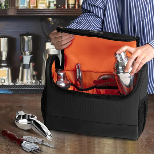 Vista 5 de CURMIO Bartender Kits Bag, estuche de viaje portátil para juego de Negro