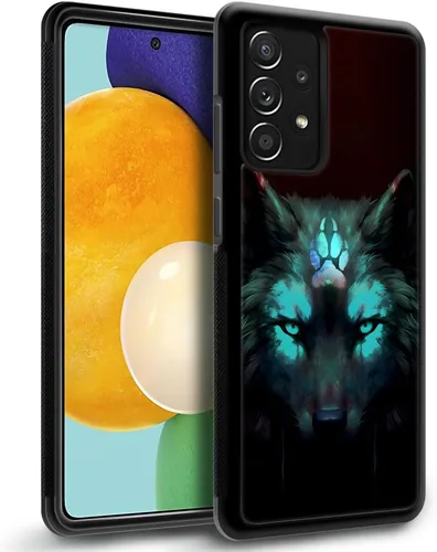 Vista 2 de CARLOCA Funda compatible con Samsung Galaxy A53 5G, diseño gráfico de identidad negro espiritual lobo, a prueba de golpes, antiarañazos