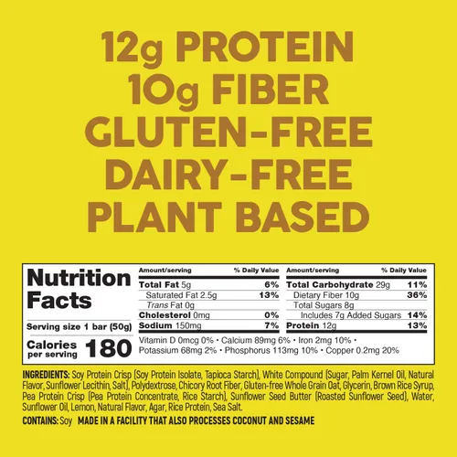 Vista 6 de No Nuts! Barras de proteínas veganas 100 % libres de nueces, libre de lácteos, proteínas + barras energéticas, orgánicas, Kosher, sin huevos, sin