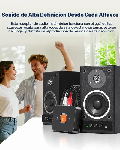 Vista 3 de Adaptador Bluetooth 6.0 a RCA para receptor estéreo, receptor Bluetooth de baja latencia de largo alcance para el hogar, adaptador de audio
