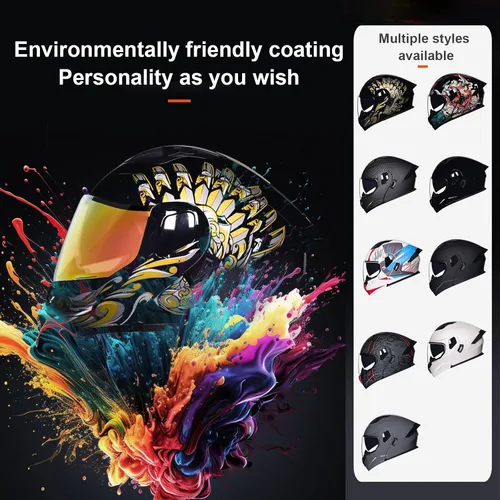Vista 6 de Casco de motocicleta Bluetooth modular aprobado por DOT con visera doble, cara completa, abatible, integrado, cascos de motocicleta con visera