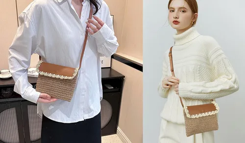 Vista 2 de Women Small Straw Woven Cross-body Shoulder Bag Bohemian Handbag Purse