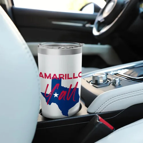 Vista 6 de Amarillo Texas Y'all TX Pride State Map Cute Stainless Steel Insulated Tumbler