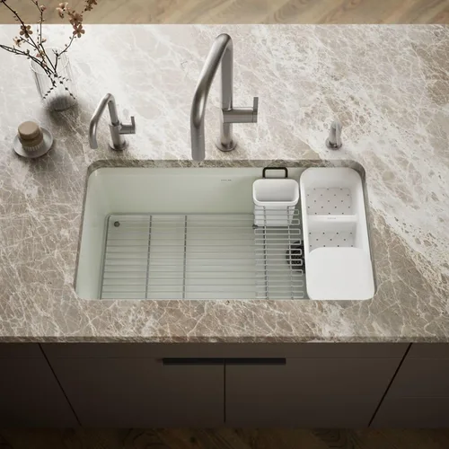 Vista 2 de Kohler 5871-5UA3-NY Riverby® Fregadero de cocina con estación de trabajo de un solo tazón de 33 pulgadas, Dune