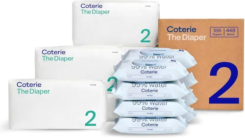 Vista 11 de Coterie Kit de toallitas y pañales para bebés, tamaño 1 (99 unidades) y tamaño de pañales para recién nacidos (93 unidades), paquete de 8 (448)