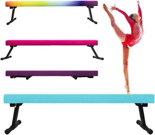 Vista 13 de Viga de equilibrio ajustable y plegable de gimnasia de 8 pies, equipo de gimnasio para el hogar, fácil de ensamblar y almacenar, no requiere Pnk