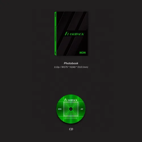 Vista 3 de iKON - 4º Mini álbum FLASHBACK PHOTOBOOK-VERDE ver. Juego de postales para fotolibros + calcomanía para fotos + juego de Polaroid + juego de tarjeta