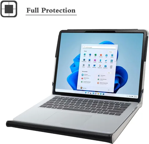 Vista 2 de Bige Surface Laptop Studio 2 - Funda de piel sintética con 2 soportes plegables para tabletas Microsoft de 14.4 pulgadas, color negro