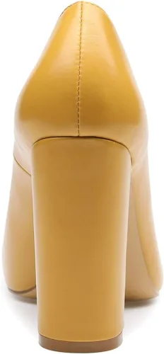 Vista 4 de Castamere Tacones altos de bloque para mujer, bombas de punta redonda, 3.9 in