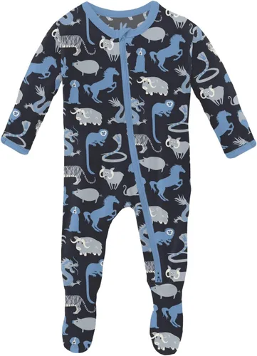 Vista 96 de KicKee Baby & Toddler - Pijama de viscosa ultrasuave de bambú con patas abatibles y puños