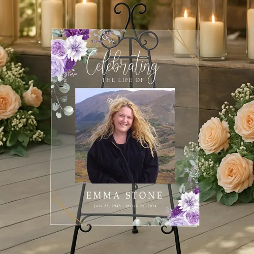 Vista 9 de Letrero conmemorativo personalizado, letrero de recepción fúnebre personalizado, imagen de bienvenida de celebración de la vida, collage funerario